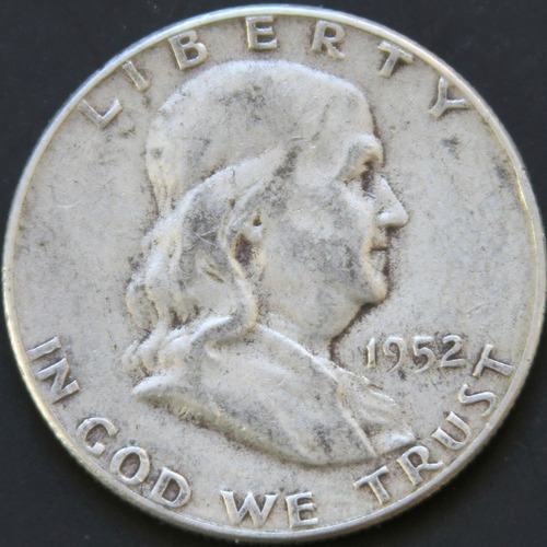 1952 P Moneda D Plata 50c Franklin Antigua Ley .90 Lote H262