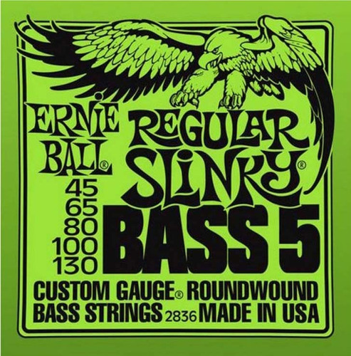 Imagen 1 de 3 de Encordado Bajo Ernie Ball 5 Cuerdas 045/130 Reg Slinky 2836