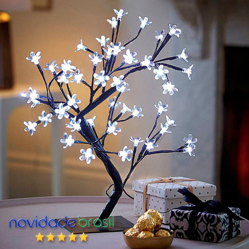 Árvore Abajur Flor Cerejeira 48 Leds Bivolt