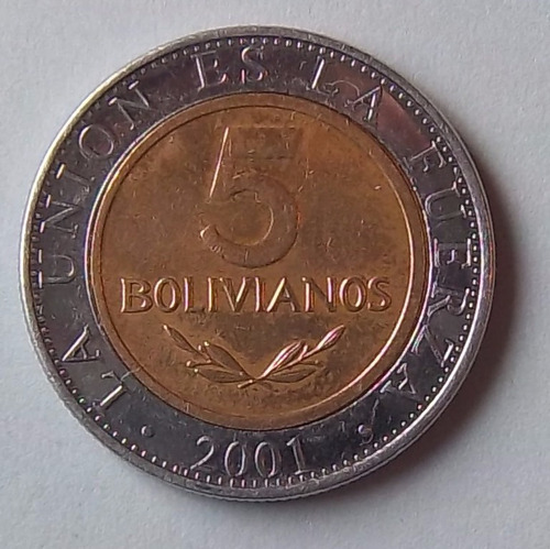 Bolivia 5 Bolivianos 2001 Bimetalica Excelente Km 212