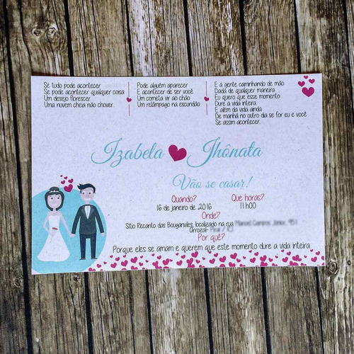 Imagem 2 de 6 de 02 Convites Casamento Rústico Chic Criativo Clássico Moderno