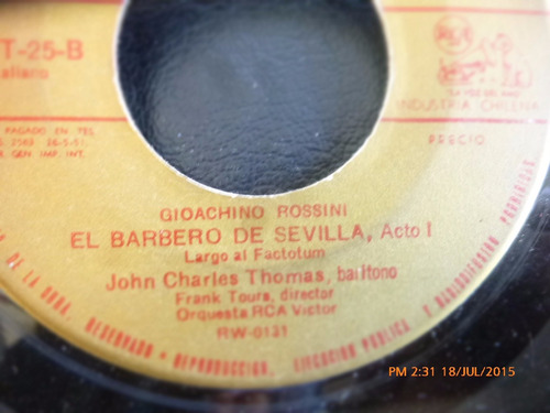 Vinilo Single De Gioachino Rossini -el Barbero De Sev ( R71