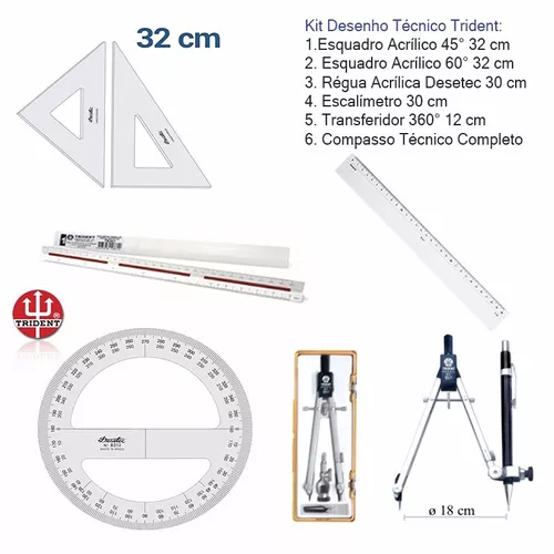 Conjunto para Desenho Técnico Trident