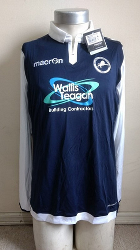 Camiseta Millwall 2015-2016 Titular Manga Larga Macron Nueva