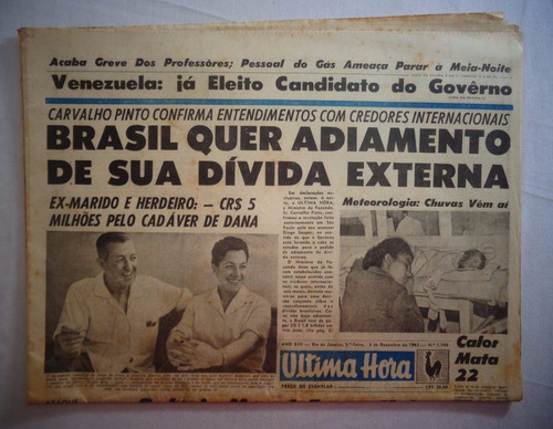 Jornal Ultima Hora Carvalho Pinto N°1.194 Dezembro 1963*