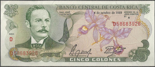 Costa Rica 5 Colones 4 Oct 1989 P236d