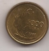 Turquia Moneda De 5000 Lira Año 1997 !!