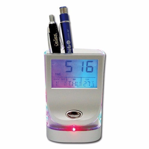 Reloj Digital Termometro Alarma Calendario Y Portalapices.