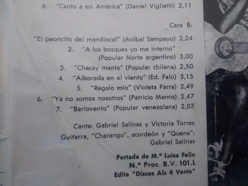 Vinilo Lp De Gabriel Salinas - Canto A Mi America (u604