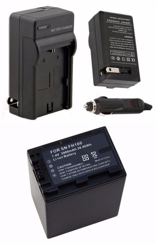 Kit Bateria Np-fh100 + Carregador P/ Sony Hdr-sr11 Hdr-sr12