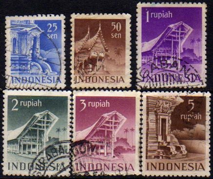 India Holandesa (indonesia) 6 Sellos Usados Templos Año 1949