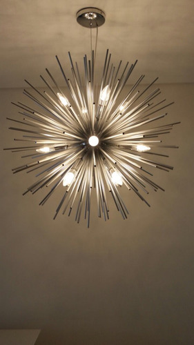 Lustre Moderno Pendente Ouriço 60cm De Diâmetro 124 Canudos