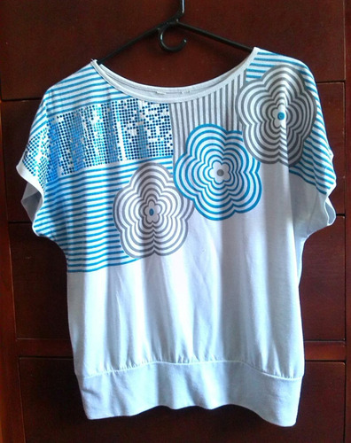 Blusa De Dama Tipo Blusón, Con Detalles Metalizados, Talla S