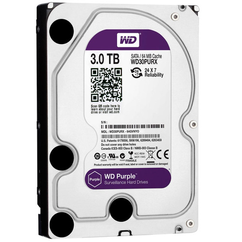 Hd Interno 3tb Wd Purple Wd30purx Loja Autorizada 5400 Rpm