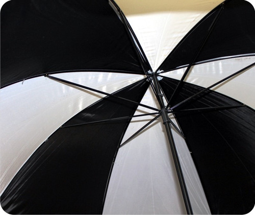 Paraguas Grande Combinado Blanco Con Negro 130cm Diámetro