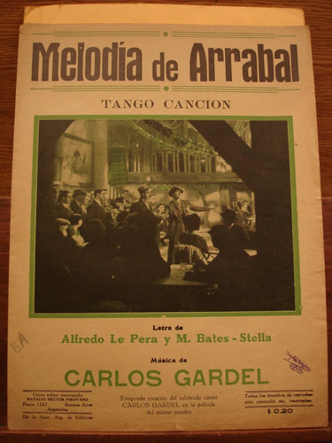 Partitura Melodía De Arrabal Tango Gardel Le Pera Bates