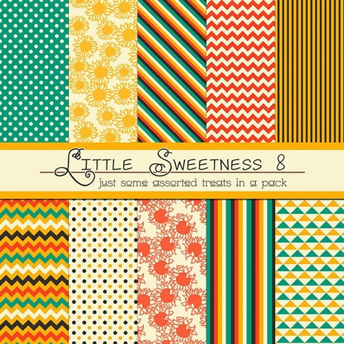 Kit De Papel Digital Amarillo Verde Rojo Little Sweetness 8