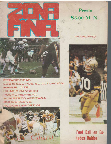 Futbol Americano Revista Zona Final 1972
