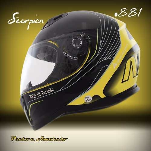 Capacete Nasa Sh881 U. S. A Scorpion Preto X Amarelo Tam 58