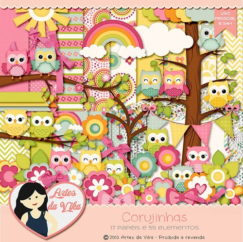 Kit Imprimible Buhos Y Lechuzas Imagenes Clipart Cod706