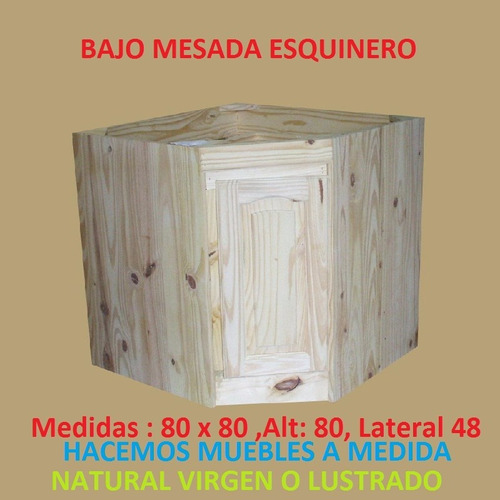 Bajo Mesada Esquinero De Madera Maciza