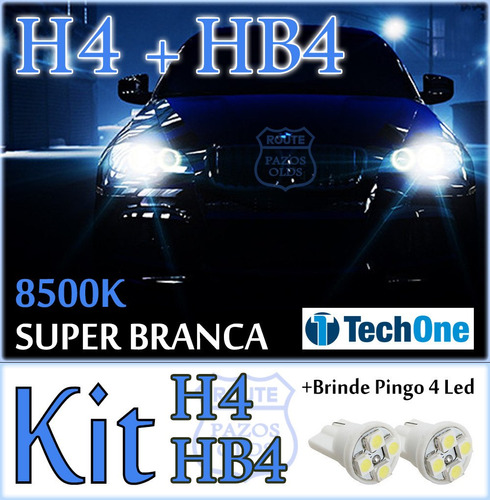 Kit Lâmpada Super Branca H4 + Hb4 55w 8500k Ecosport + Led