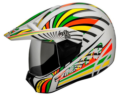 Capacete Bieffe 3 Sport Mxh04 Branco Amarelo Motocross Cross