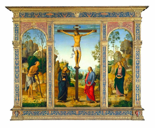 Crucificação Com A Virgem Foto Poster 65cmx80cm Perugino