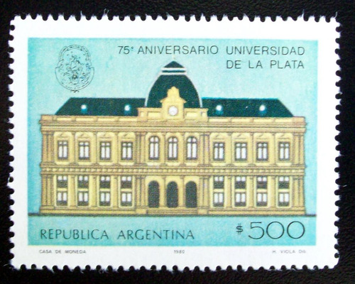 Argentina, Sello Gj 1937 Universidad La Plata 80 Mint L5185