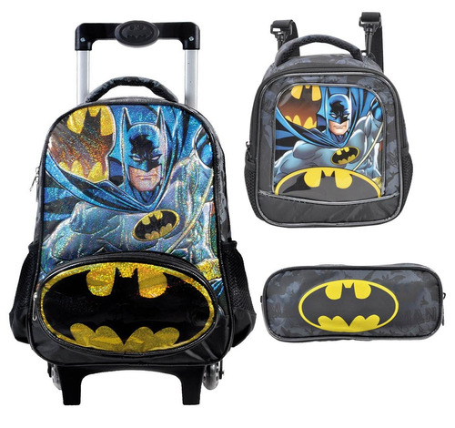 Kit Mochila De Carrinho + Lancheira + Estojo Batman Xerus