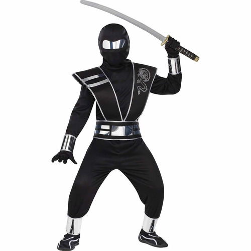 Disfraz Para Niño Ninja Espejo Plateado Talla S (4-6) 