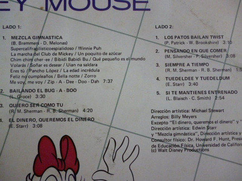 Disney Ejercicios Con Mickey Mouse Vinilo Argentino (Usado)