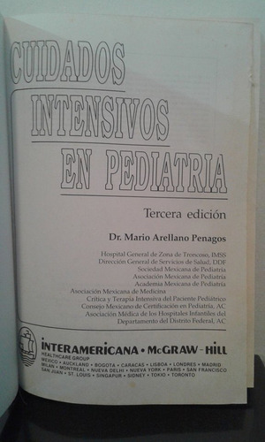 Cuidados Intensivos En Pediatría -arellano- 3ª Edición 1994!