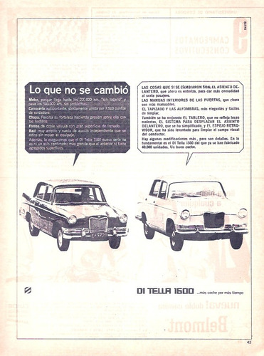 Antigua Publicidad  Auto Siam De Tella 1600