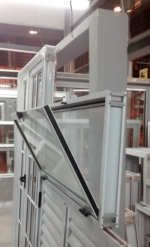 Ventana Banderola Aluminio 200x40 Vidrio Entero 4mm Con Reja Blanco