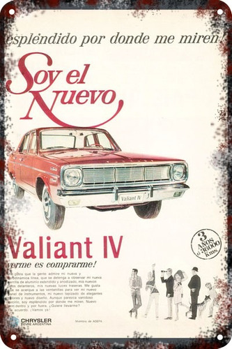 Carteles Antiguos De Chapa 60x40cm Chrysler Valiant 4 Au-200