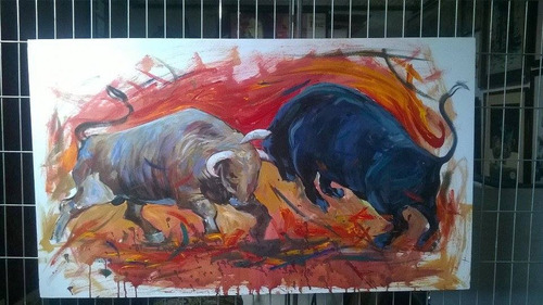 Pintura Oleo Toros 120x70