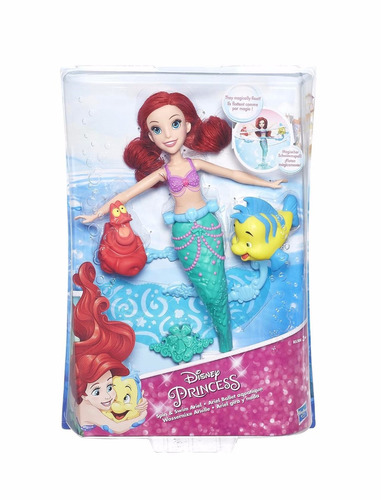 Sirenita Ariel En El Agua Spin & Swim Con Flounder Sebastian