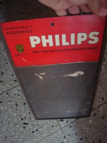 Antiguo Cartel De Chapa Propaganda Philips 23x43 Publicidad
