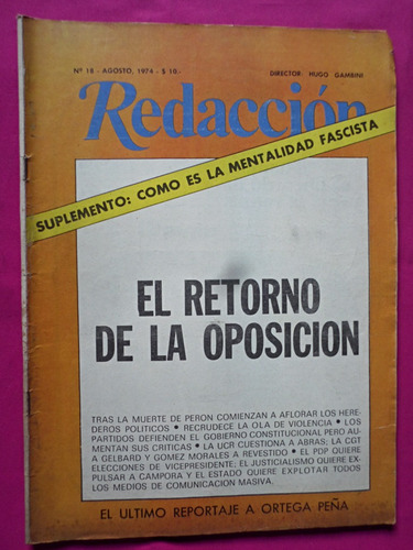 Revista Redaccion N° 18 Vol: 2 Año: 1974 Mentalidad Fascista