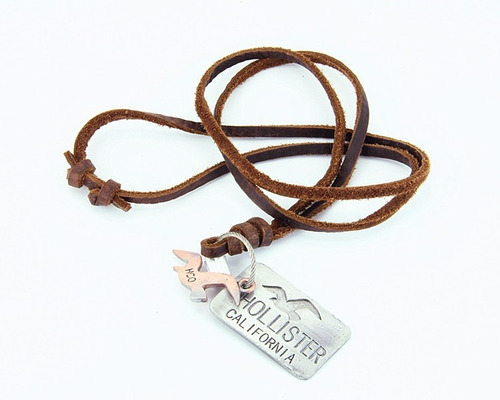 Colar Masculino Feminino Marrom Pingente Hollister Bd1275
