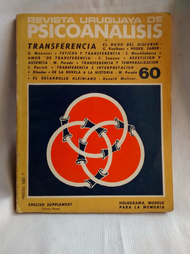 Revista Uruguaya Psicoanalisis Transferencia N° 60 Nov 1980