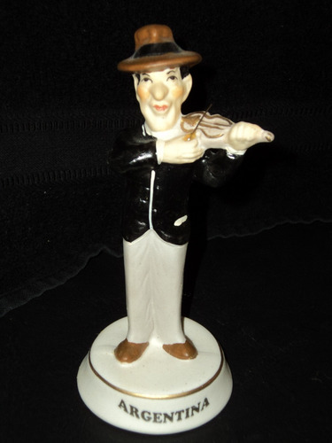 Souvenir Argentina Porcelana Motivo Tango Guapo Violin