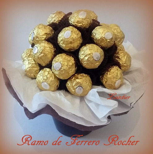 Ramo De Flores Ferrero Rocher + Corazon De Peluche + Maceta | MercadoLibre