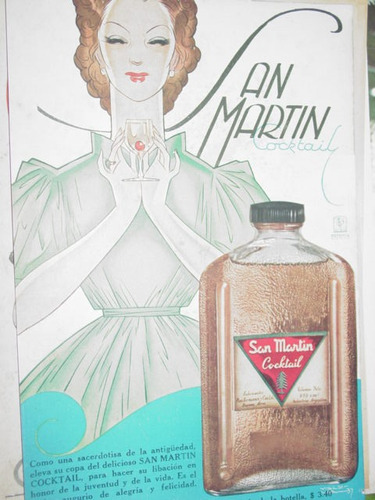 Publicidad Bebidas Cocktail San Martin Pini Hermanos Botella