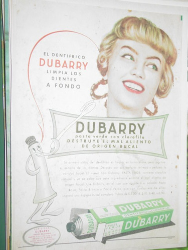 Publicidad Dentifrico Dubarry Con Clorofila Antigua Clipping