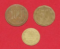 Comprar 3 Monedas 10 50 100 Pesos Chile Libertador O Higgins 1997