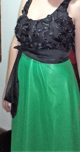 Vestido De Fiesta Largo Verde Y Negro De Diseñadora