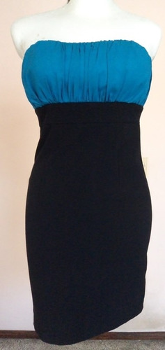 Sexy Vestido Strapless Negro Y Azul Rey Talla S  Vt195