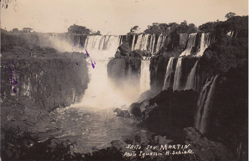 1937 Postal Salto San Martin Cataratas Del Iguazu Con Sello